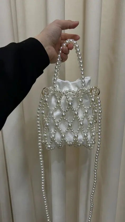 Pearl Beaded Bridal Clutch Khaleejora.com