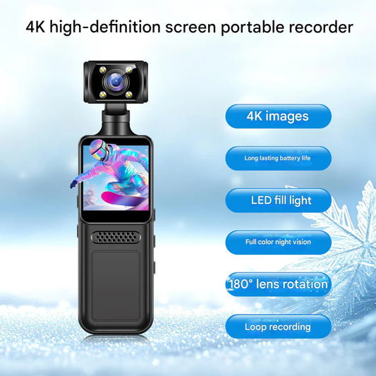 مسجل فيديو صغير عالي الدقة – 1080 بكسل | شاشة LCD 2.0 بوصة | كاميرا مزدوجة | قابل لإعادة الشحن عبر USB-C