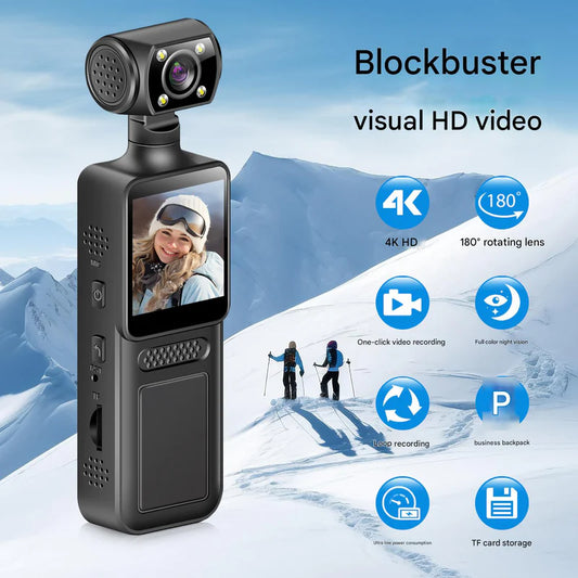 مسجل فيديو صغير عالي الدقة – 1080 بكسل | شاشة LCD 2.0 بوصة | كاميرا مزدوجة | قابل لإعادة الشحن عبر USB-C
