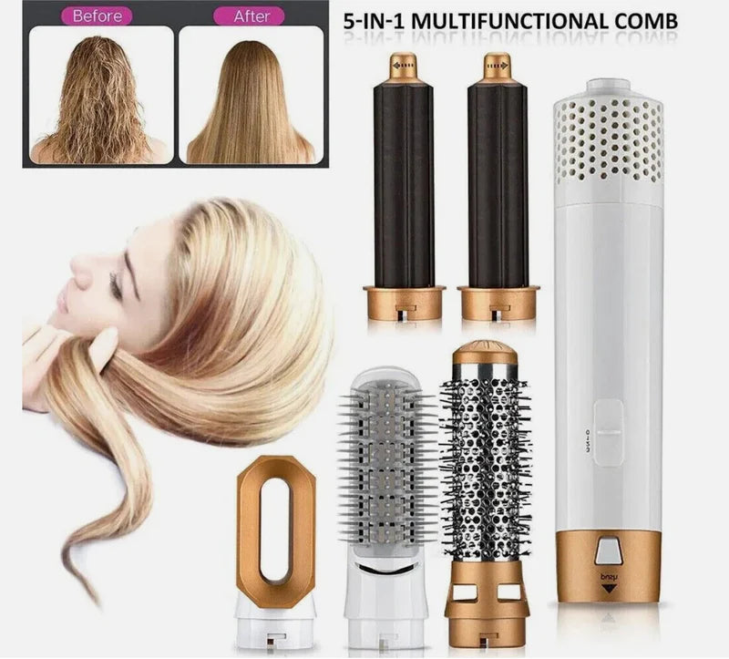 5-in-1 Hair Brush – Ceramic Straightener & Curler | 1200W | Travel Size