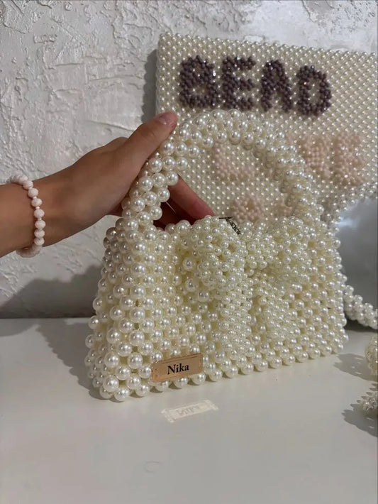 Pearl Beaded Bridal Clutch Khaleejora.com